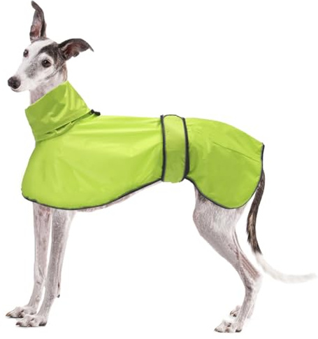 Geyecete Windhund Leicht Hundejacke Regenjacke, Hunderegenmantel Wasserdicht Verstellbar Windhundejacke Whippets Reflektierend Mantel Poncho fur Greyhounds, Lurcher und Whippets-Grün-XXXL