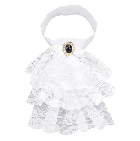 Hoite Weiße Jabot-Spitzenkrawatte mit Rüschen und abnehmbarem Kragen, Kostümzubehör für Kostüme und Modebegeisterte, Bühnenauftritte