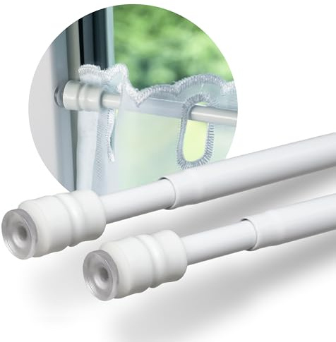 Rollina Klemmstange Gardinenstange ohne Bohren weiß | 60-90cm (2er Pack)