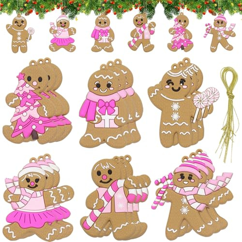 18 Stück Weihnachtsbaumschmuck, Lebkuchenmann Anhänger, Christbaumschmuck，Lebkuchenmann Christbaumanhänger, Traditioneller Ingwer Mann, Weihnachtsbaumdekoration zum Aufhängen, Weihnachtsdeko (B)