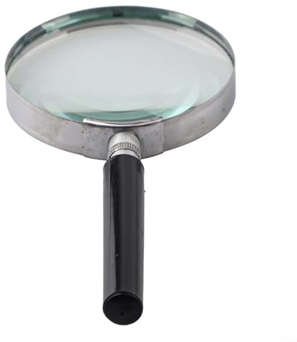 Handlupe mit 5-facher Vergrößerung, mit optischer Glaslinse, 75 mm, 90 mm, 100 mm Durchmesser, Metall- und Kunststoffrahmen, leichtes Design (75 mm)