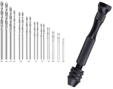 Juego de brocas manuales con 20 brocas micro giratorias, mini herramienta de taladro de 0,6 a 2,0 mm para fabricación de modelos de precisión, joyas, madera y proyectos de bricolaje de plástico