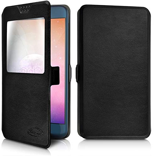 KARYLAX - Étui de Protection S-View Universel M (Ref.Noir) Compatible pour Smartphone Logicom EZY 2