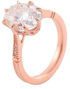 Lirzxin Fede Nuziale Donna, Anello Matrimonio Oro Rosa 9K Lusso A 8 Griffe Moissanite Ovale da 3ct Anelli Fidanzamento Donna Oro Rosa Misura 17