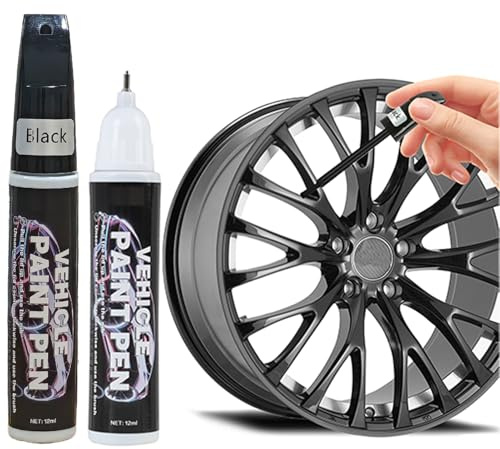 Sariputa 2 Pennarelli Ritocco Auto Nero Metallizzato, Riparatore Graffi Cerchi Auto, Pennarello Ritocco Carrozzeria per Auto Moto Bicicletta, Riparazione Rapida Vernice