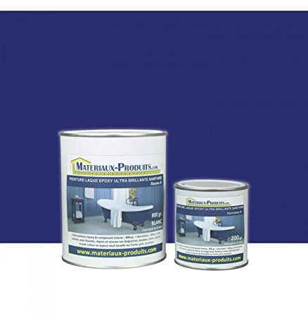 MATPRO - Peinture Laque Epoxy Salle de Bain - Sans Solvant, Auto-Lissant - Répare et Rénove Baignoire, Lavabo, Évier, Plan de Travail - Bleu Marine - 1Kg