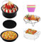 5 Stücke Universal Heißluftfritteuse Zubehör für Philips Princess und Tristar - Passen 3L und oben - Backform, Pizza Pan, Grillrost mit 3 Spießen, Metall Halter, Silikonmatte