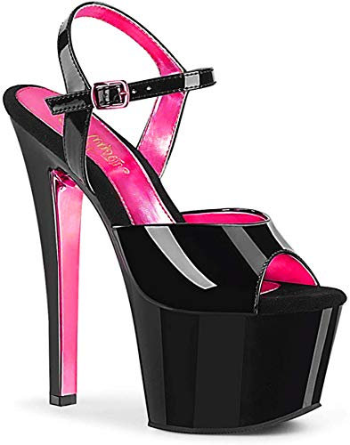 Pleaser SKY-309TT Blk Pat/Blk-Neon H. Pink UK 5 (EU 38)
