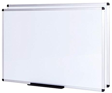 VIZ-PRO Magnetic Whiteboard with Silver Aluminium Frame, 180x120 cm, 2 Pack | Large Dry Erase White Board with Marker Tray, Dry Wipe Writing Board for Office, Home, School & Classroom
