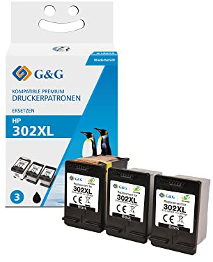 G&G Druckerpatronen Set kompatibel mit 3 x HP 302XL / F6U68AE ECO-Saver 1x Adapter + 3X XL-Tintentanks schwarz für HP Envy 4511 4520 HP DeskJet 3630 3636 1110 3631 HP OfficeJet 3830 3831