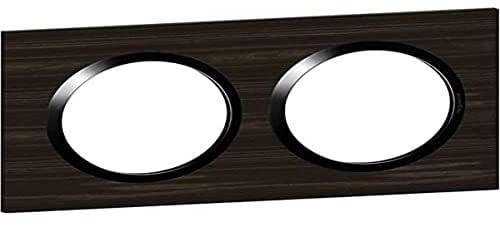 Legrand - Plaque carrée dooxie 2 postes finition effet bois ébène avec bague noire brillante