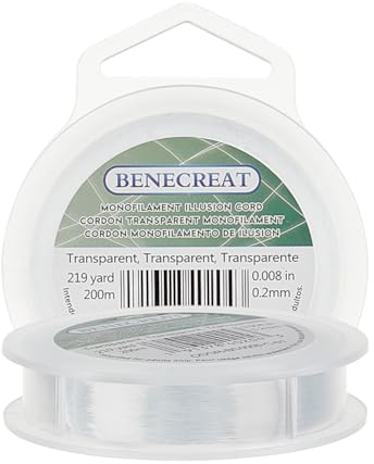 BENECREAT 200m 0.2mm Filo di Nylon Filo Trasparente Perlina Filo Invisibile per Ornamenti Pendenti e Realizzazione di Collana Braccialetti Artigianato di Gioielli