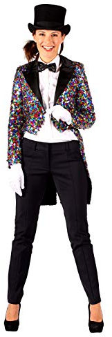 T2453-9901-S bunt Multicolor Damen Pailletten Frack-Jacke Partykostüm Gr.S