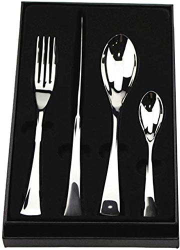 ECOSWAY 4pcs Verpackt Tiefschwarz Onyx Metall Edelstahl Besteck Silberware Utensilien Set Geschirr - Silbern