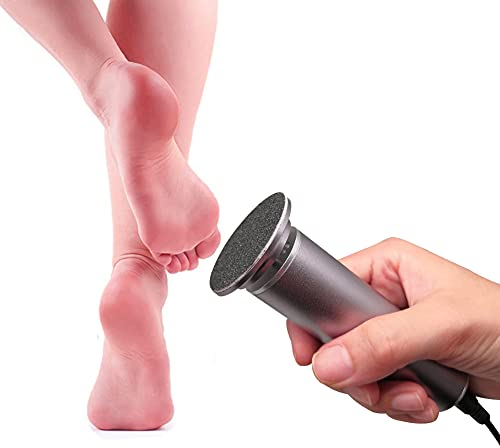 Lima Eléctrica Para Pies, Velocidad Ajustable, Lima Electrónica Para Pies Para Mujeres y Hombres Cuidado de Los Pies con Almohadillas de Repuesto, Elimina la Piel Seca y Dura (Gris)