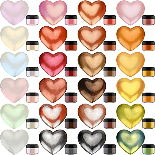 Metallic Pigment Pulve - 24 Farben x 5g Epoxidharz Farbe für Epoxy Resin, DIY Seifen - Schimmern Mica Pulver Seifenfarbe Metall Farbe Powder für Harz Art, Slime, Fimo, Malerei, Kosmetik, Dekorieren