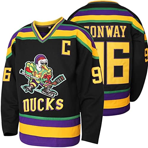 Phoneutrix Charlie Conway #96 Mighty Ducks Movie Hockey-Trikot, Weiß / Grün, schwarz, XX-Large
