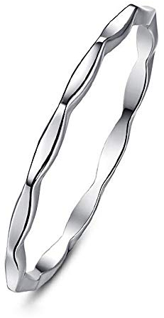 BONLAVIE Ewigkeitsring Stapelbare Ringe Massiver dünner Verlobungs-Jubiläumsring aus 925er Sterlingsilber für sie (58 (18.5))