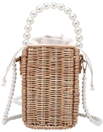 Amosfun 1 Pc Geflochtene UmhäNgetasche Damen, Mode Handtasche, Praktische Schultertasche in Khaki FüR Alltag Und Freizeit