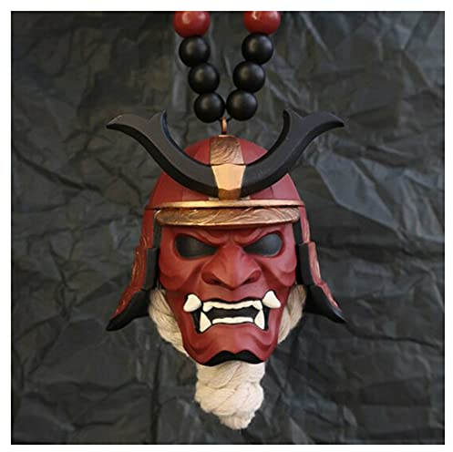 Syfinee Hannya Japanische Oni Maske Anhänger – Samurai Kabuto Helm Auto Rückspiegel Anhänger, japanischer Samurai Assassin Demon Oni Auto-Dekoration Auto Ornament