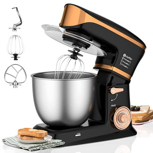 Küchenmaschine Scheffler 2000W Knetmaschine,5L Küchenmaschine XL,Teigmaschine, 6 Geschwindigkeiten, 8 weiteren Zubehörteilen inklusive, Knethaken, Flachrührer, Schneebesen(Black)