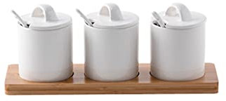 SSDD Cerámica condimento Jar Juego Cocina Combinación Cuchara CUBIERTE ONE TRAR TRAR ARRESO DE TRAR (Size : Three)