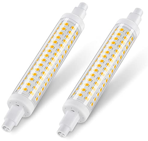 DiCUNO R7S 118mm LED 8.5W Linear Light Bulb, Warm White 2700K, 950LM, 75W Halogen Replacement, Non-dimmable, 360°Double Ended J118 for Ceiling Reflector Floodlight Lamp, 2 Pcs