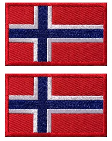 Antrix 2xtaktische Aufnäher mit nordischer Norwegen-Flagge, voll bestickte Farbe, Klettverschluss, norwegische Applikation, verwendet für Mützen, Rucksäcke, Westen, Arbeitsuniform, Teamkleidung