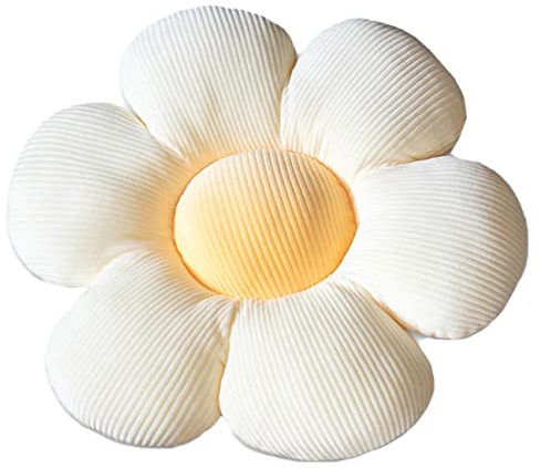STAR FIRE Blumenkissen, blumenförmige Wurfkissen, Blumenbodenkissen, Zierkissen, Stuhlkissen Zierkissenbezüge Raumdekoration Plüschkissen für (45cm (17.7inch), Beige/Yellow)