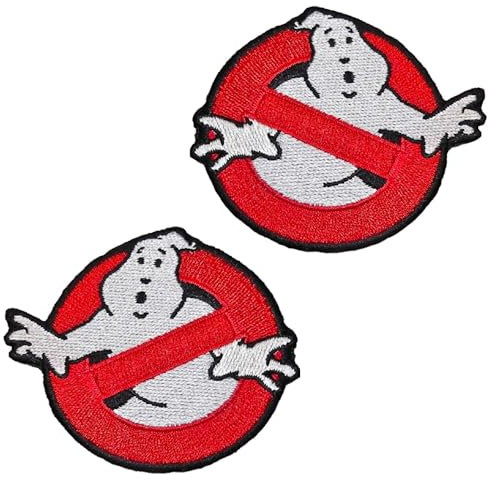 2 Stück kompatibel mit Ghostbusters Halloween bestickt Haken und Schlaufe lustige Patches No Ghost Kill Ghost Team Logo Applikation Emblem für Kostüm Cosplay Uniform Jungen Herren Urlaub Dekor