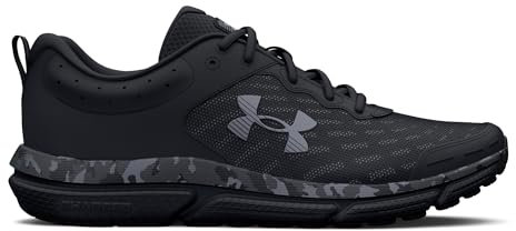 Under Armour Men's Charged Assert 10 Camo Running Shoe, (001) Black/Black/Pitch Gray, 8 UK