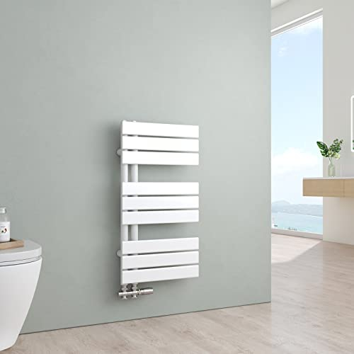 S'AFIELINA Badheizkörper Paneel Heizkörper Bad 762x400mm Handtuchheizkörper Seitenanschlusss 342 Watt Handtuchtrockner mit Anschluss Links oder Rechts (Weiß)