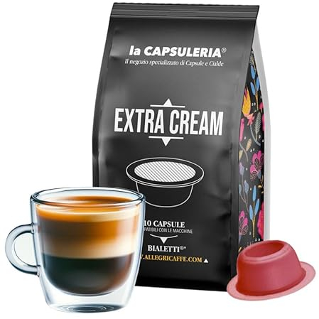 Café EXTRA CREAM, 100% Arabica (80 Capsules) compatible avec Bialetti - (La Capsuleria)