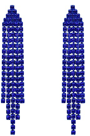 Clearine Quaste Damen langer Tropfen Strass Kristall Statement Ohrringe Brautschmuck Marineblau Blau Ton