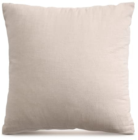 ATsense 2er Set Kissenbezug 45x45 cm - 100% Gewaschene Baumwolle, Kopfkissenbezug mit Reißverschluss, Oeko-TEX Zertifiziert Weich, Nicht Lleicht Verformbar,Beige-grau