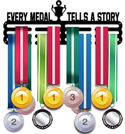 PandaHall Medaillenhalter Präsentationsständer Jede Medaille Erzählt Eine Geschichte Medaillenhalter Auszeichnungen Band Cheer 3 Lines Sport Award Rack Wandhalterung Rahmen Gymnastik Softballhalter