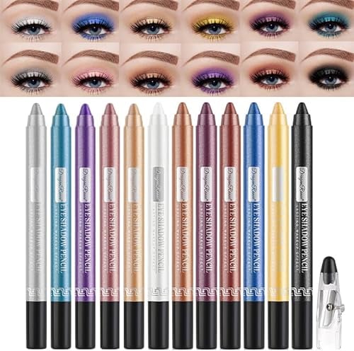 Matitone Ombretto Occhi, MKNZOME 6 Colori Ombretto Stick Occhi Ombretto in Crema Penna Ombretto Glitter Impermeabile Lunga Durata Occh Trucchi Regalo per Donna Ragazze