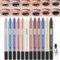 MKNZOME Lidschattenstift Wasserfest, 12 Farben Creme Lidschatten Stift Set mit Anspitzer Metallic Eyeshadow Stick Eyeshadow Pen Langanhaltend Augen Schminke Geschenk für Frauen Mädchen