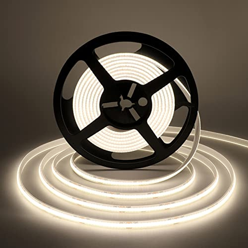 Wisada 24V COB LED Streifen, 3M 320LEDs/m Superhell Flexibler LED Lichtband Naturweiß COB LED Band, Wasserdichte IP68 LED TV Hintergrundbeleuchtung Lichterketten für Aquarium und Schrankbeleuchtung