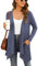 Yommay Cardigan da donna elegante a maniche lunghe donna casual leggero cardigan alto basso orlo con tasche, Viola-grigio, 3XL Plus