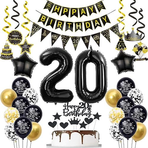 20 Geburtstag Deko Mann Luftballon 20.geburtstag Deko Schwarz Gold Geburtstagsdeko 20 Jahre Luftballon Schwarz deko 20 Jahre Mann Geburtstagdeko Männer Deko 20. Geburtstag Frauen Luftballons 20