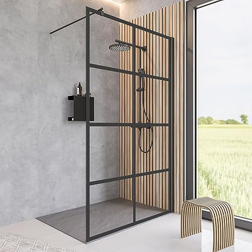 Schulte Duschwand Walk In 120 x 200 cm, 6mm Einscheibensicherheitsglas ESG Dekor Soho Black inkl. fixil-Glassiegel, D369210-EC 68 1540