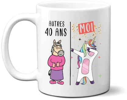 Lalasol Mug Humour 40 ans Homme Femme – Tasse Drôle et Rigolote Pour le Cadeau d'Anniversaire Cinquante ans – Imprimé en France