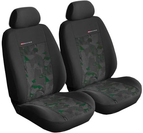 VORDERSITZE 2er Set Sitzbezüge Schonbezüge Sitzschoner Velour + Strickpolster oder Öko-Leder + künstliches Wildleder ®Auto-schmuck (Elegance Grun)