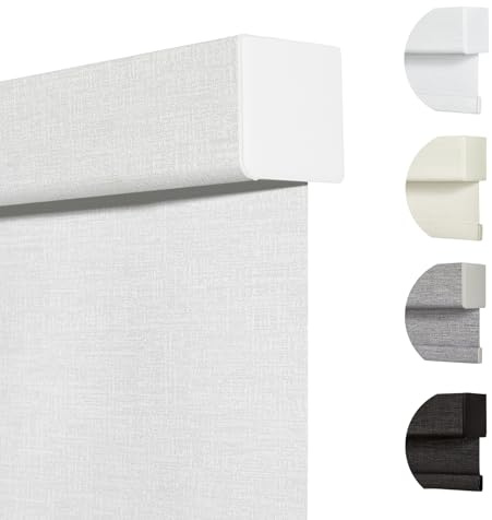 Persilux Custom Size Blackout Roller Shades - Free-Stop Blinds With Jacquard Fabric, Cordless Pull Down Shades for Windows, Doors, Home, Office - Easy to Install, White
