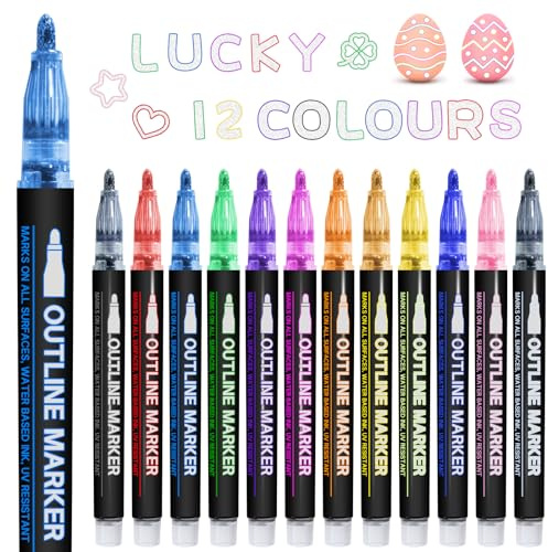 CNMTCCO Schultüte Füllung, Glitzerstifte Magische Stifte, 12 Farben Doppel Linien Stifte Zauberstifte Geschenk Mädchen, für Scrapbooking, Geschenke für Mädchen 4-12 Jahre