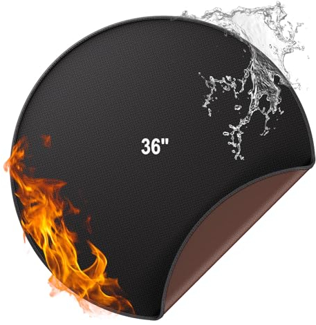 ENGPOW Heatproof Mat 4200℉ Fire Pit Mat 36 Inch(91CM) Round Fireproof Mat Heat Insulated Thicken Protective Mat Fire Resistant Mat for Decking,Grass,BBQ,Grill,Floor,Patio,Backyard,Camping