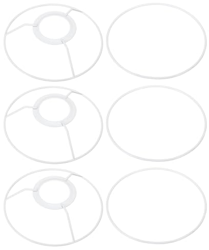 PATIKIL 5.5 E26 E27 Lampenschirm Ring Gestell mit Europäischer Installateur 3 Pack Lampenschirm Halter Draht Rahmen Heimwerker Trommelring für Tisch Stehlampe Weiß