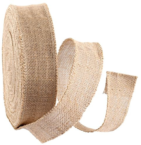 LDHHYH Juteband 4 cm Breit, 40 Meters Juteband Natur, Vintage Geschenkband, Sackleinen Band, Sackleinen Decoband für HochzeitssträUßE KräNze Kunsthandwerk Geschenkverpackung