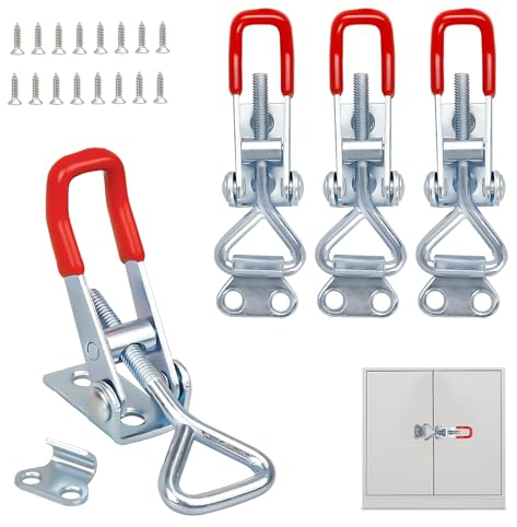 DesertBoy 4Pcs Loquet à Bascule en Métal, Sauterelles de Menuisier Réglable, Pince à Bascule Réglable, Pince à Loquet Bascule Antirouille, Capacité de Rétention 100kg/220lbs, pour Fixation et Serrage